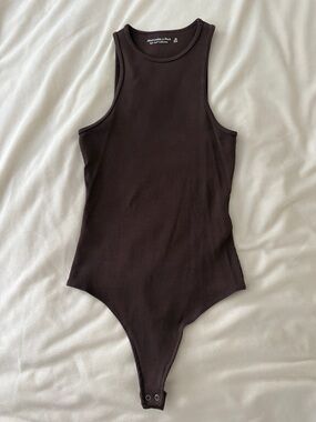 Abercrombie & Fitch Brown Ribbed Sleeveless One-Piece Bodysuit